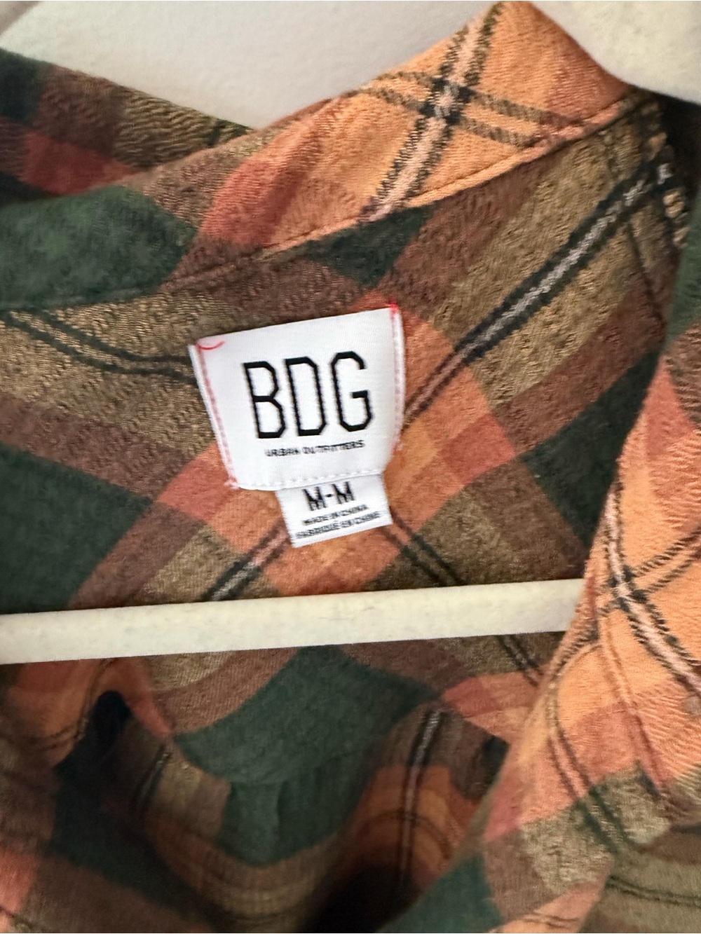 BDG Orange and Green Plaid Button-Down Shirt - Picture 3 of 3